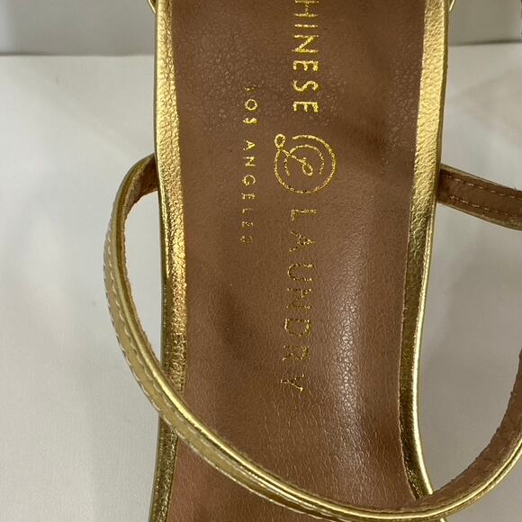 CHINESE LAUNDRY Women's Gold Metallic Taryn Strappy Square-Toe Sandals SZ 9 - Picture 6 of 12